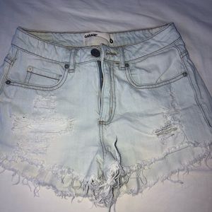 Garage light washed ripped jean shorts